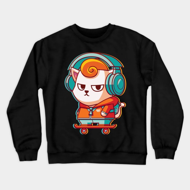 CatSoki Headphones Crewneck Sweatshirt by CatSoki